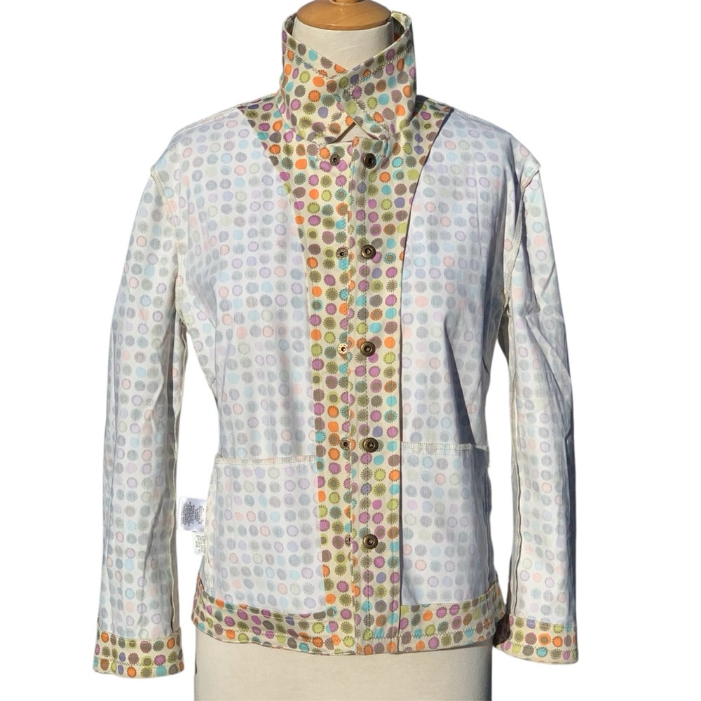 Sigrid Olsen Sport Multi-Colored Polka Dot Button Front Retro Jacket ~ Medium - Picture 7 of 13